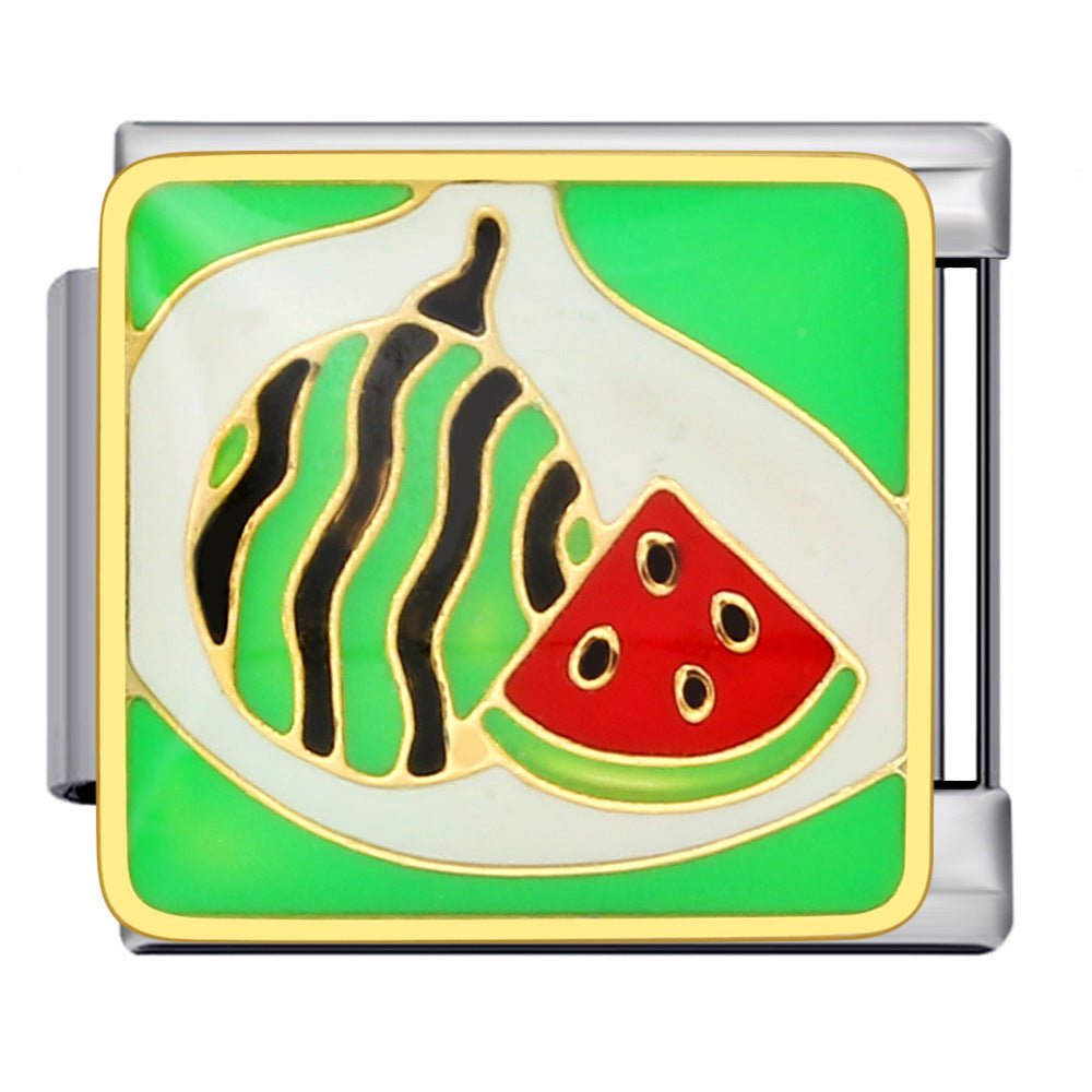 Wholesale Italian Charm Bracelet 9mm DIY Splicing Removable Fruit Series Stainless Steel Composable Bracelet