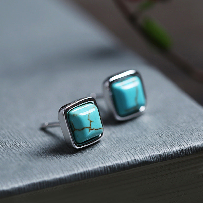 Wholesale Vintage turquoise square stud earrings
