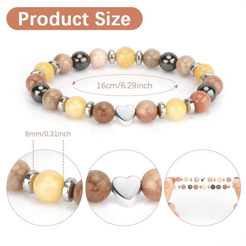 Wholesale  Yellow Chalcedony Magnet Beaded Heart Pendant  Bracelet