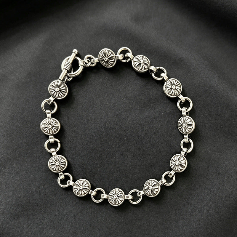 Wholesale Trendy Cross Pendant Necklace Bracelet Set Zinc Alloy Unisex Fashion Jewelry Travel Souvenir