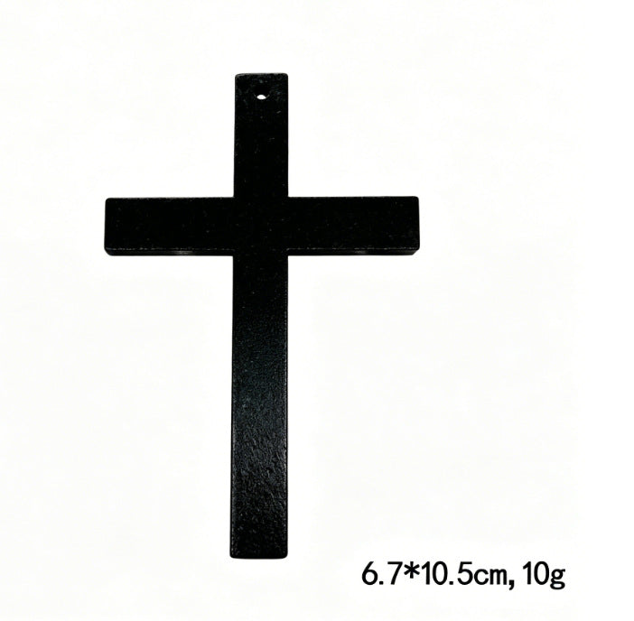 Wholesale Black Wooden Cross Necklace Long Chain Retro Dark Style  Jewelry Accessory