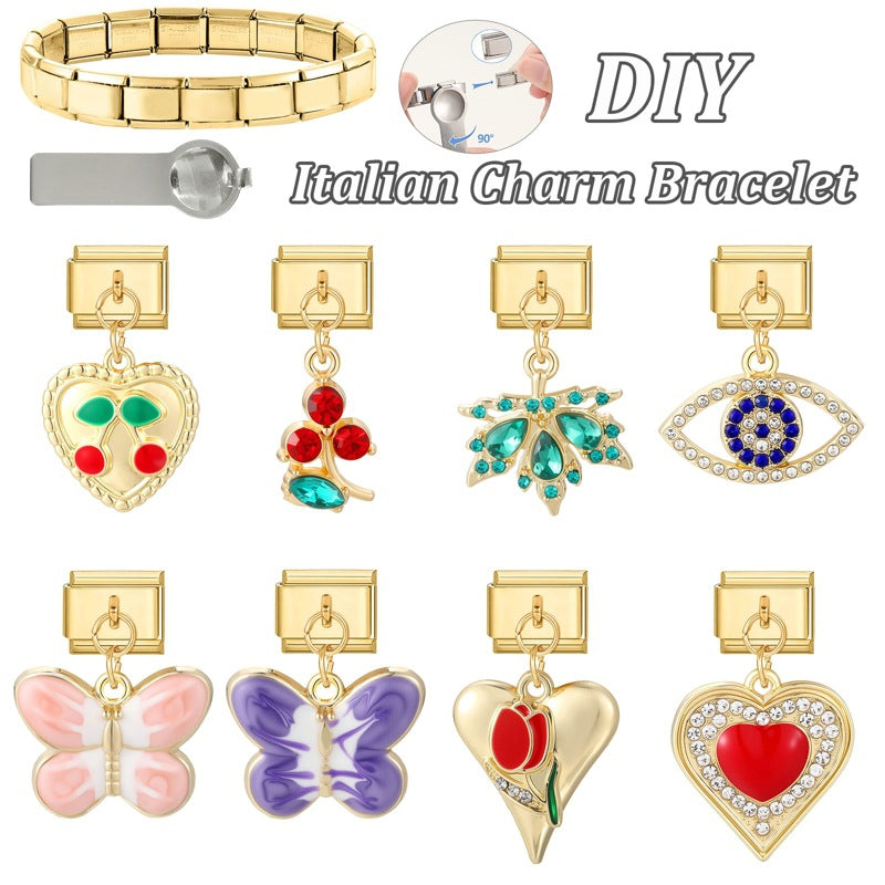Wholesale New Color Creative Butterfly DIY Gold Pendant Module Jewelry Personalized Retro Handmade Craft Bracelet Accessories