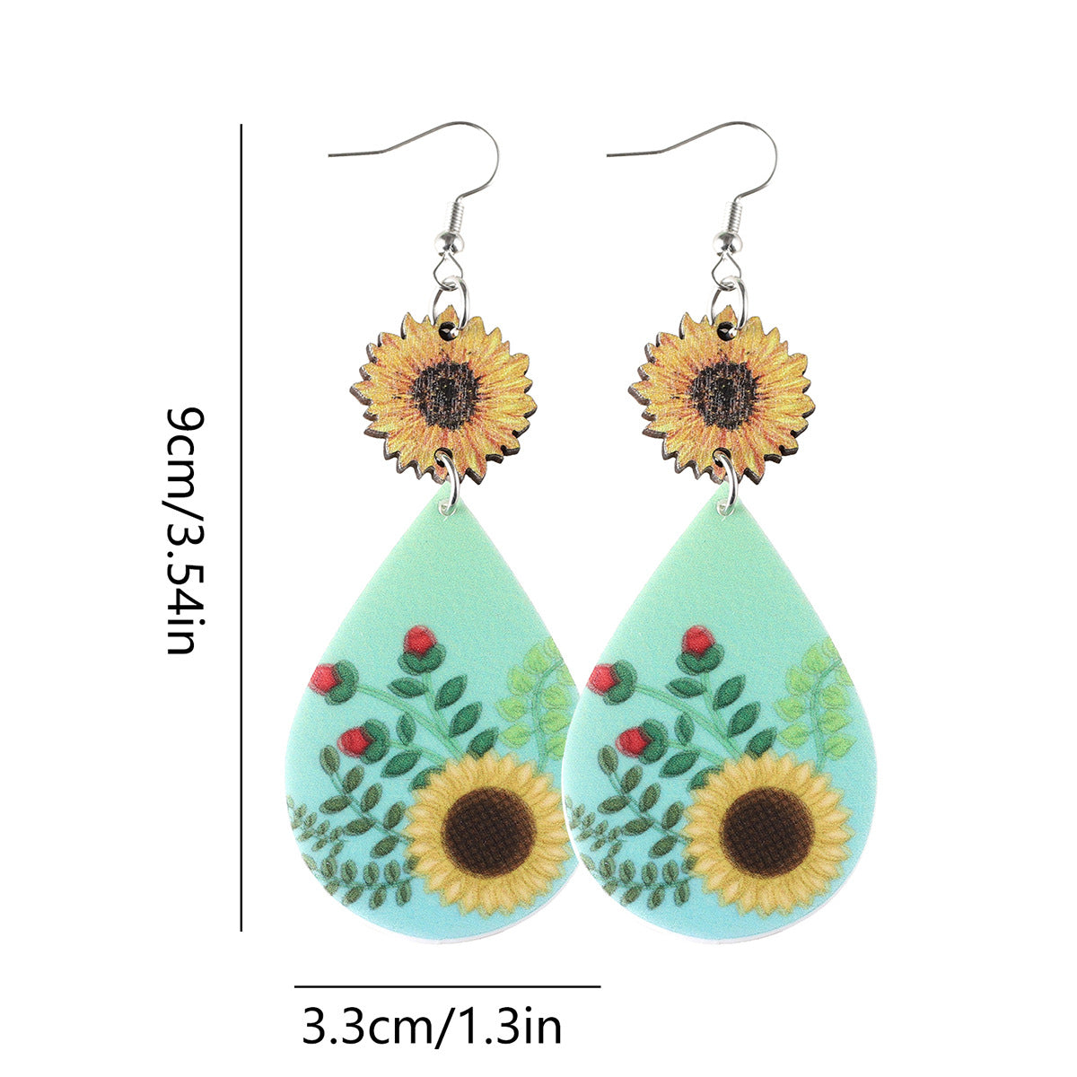 Wholesale  Western Style Sunflower Splicing Water Drop Pendant Earrings