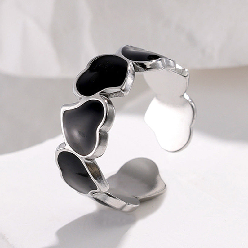 Wholesale Stainless Steel Heart Adjustable Ring Trendy Korean Chic Fashion Jewelry Accessory For Women Everyday Wear