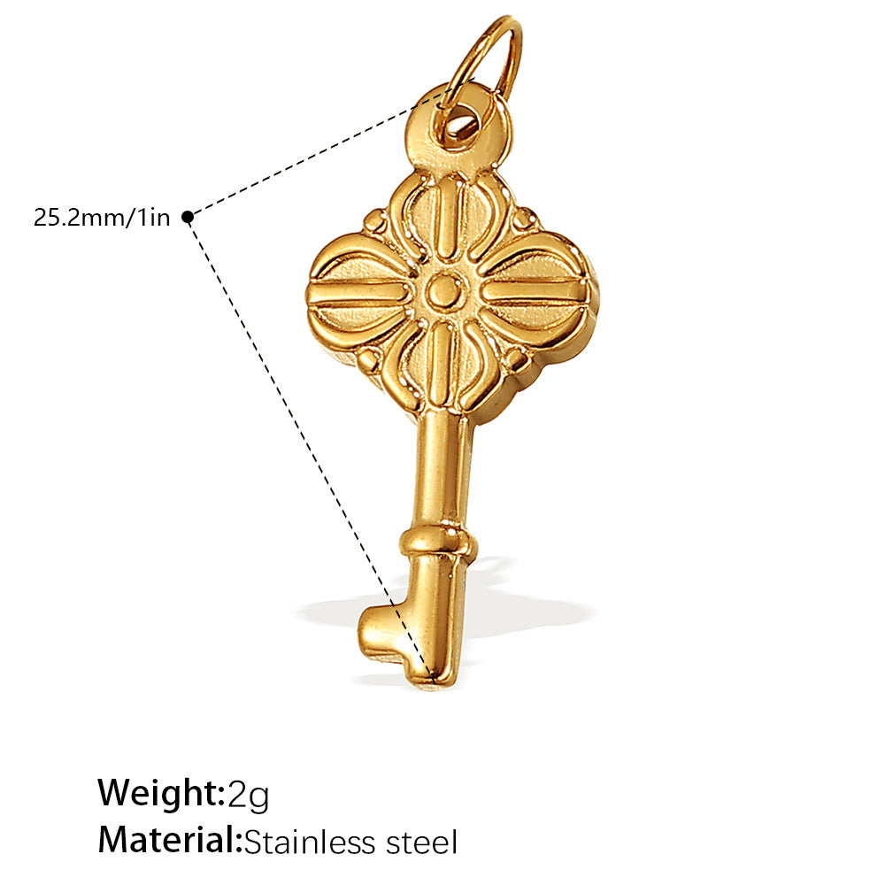 Wholesale Diamond-Encrusted Key Lock Stainless Steel Pendant Accessories
