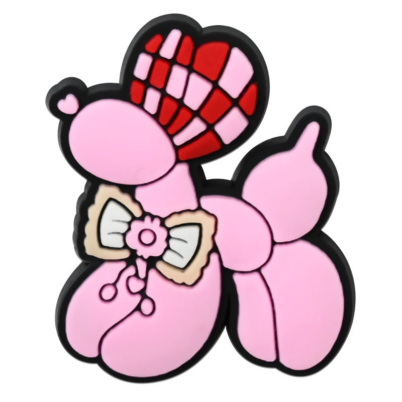 Wholesale Random 100pcs Cartoon Balloon Dog Series  PVC Soft Rubber Shoe Buckle Decoration
