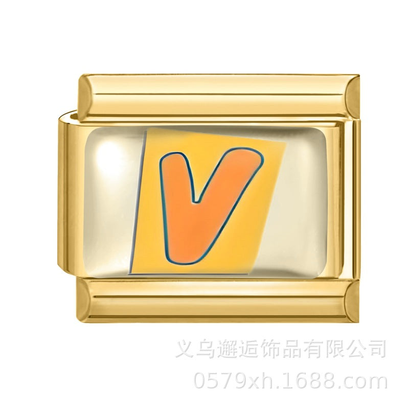 Wholesale 9mm Italian Charm Starter Bracelets DIY Letter Series Stainless Steel Composable Bracelet