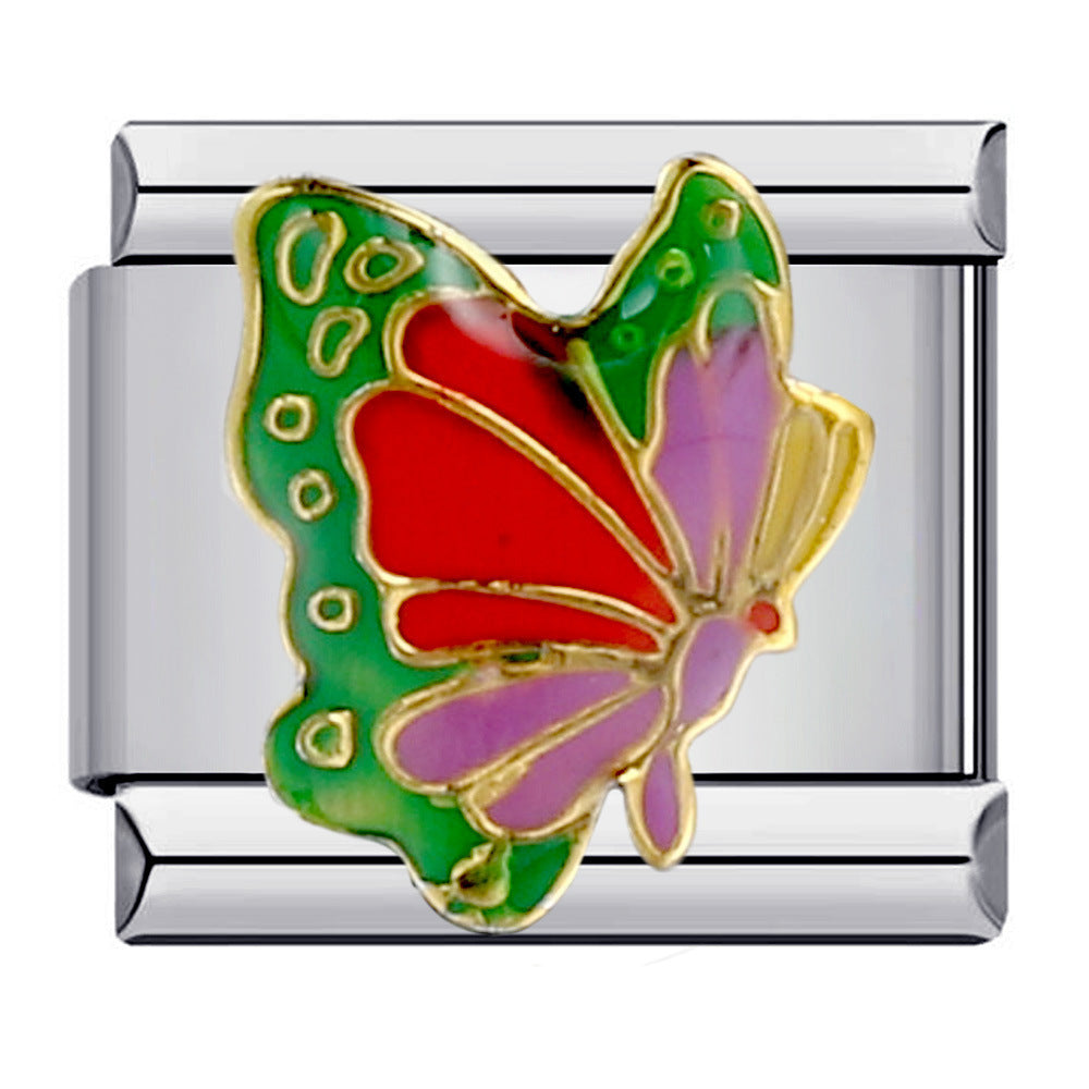 Wholesale Colorful Butterfly Italian Charm Bracelet DIY Stainless Steel Jewelry Accessory for Resale