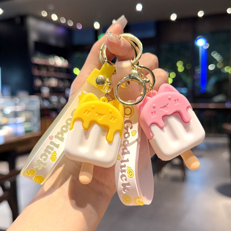 Wholesale Cartoon Ice Cream Silicone Keychain Bag Charm Gift for Women