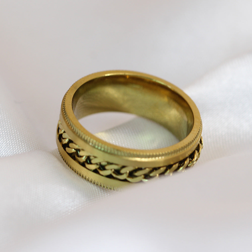 Wholesale  titanium steel 8MM chain couple ring