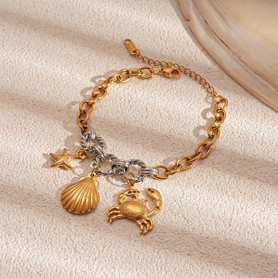 Wholesale  stainless steel flower turtle octopus crab bracelet