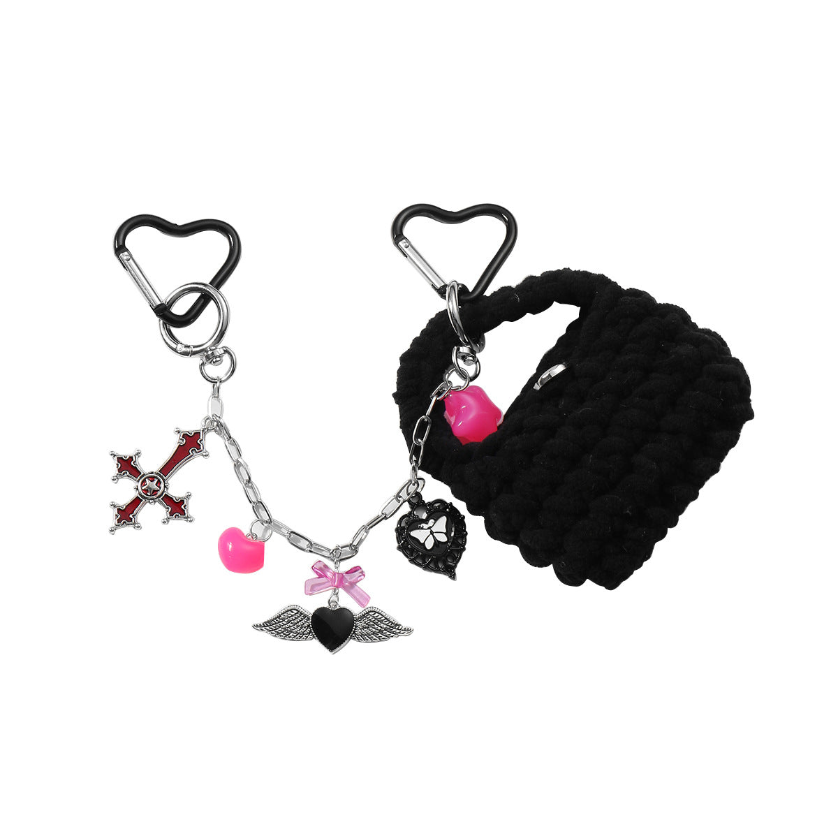 Wholesale  silver Chain Cross Star Wings Love Wool Bag Pendant Keychains