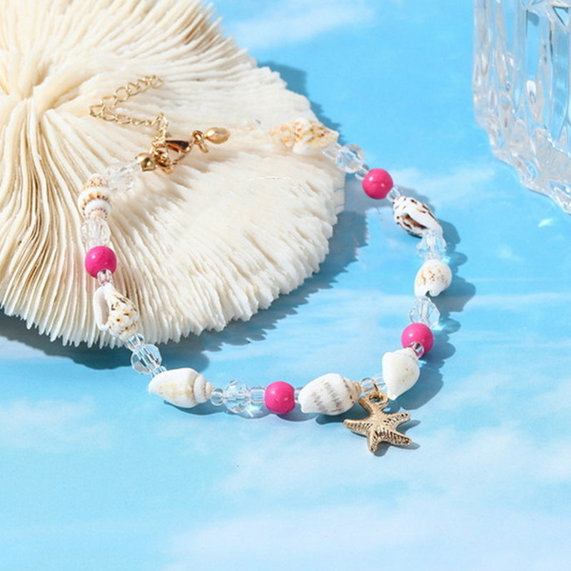 Wholesale  Bohemian Sea Star Shell Conch Rice Bead Bracelet