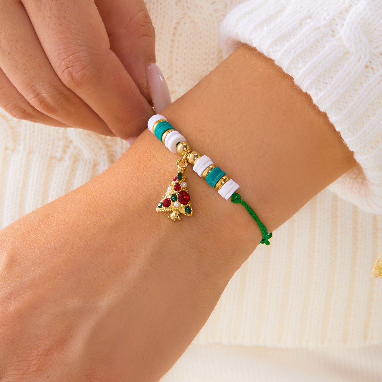 Wholesale Christmas colorful woven  elk gloves soft clay paper card bracelet