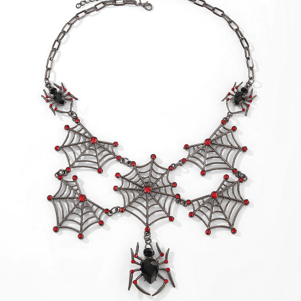 Wholesale   Web Rhinestone Alloy Necklace Dark Punk Party Jewelry Accessory for Women Resale