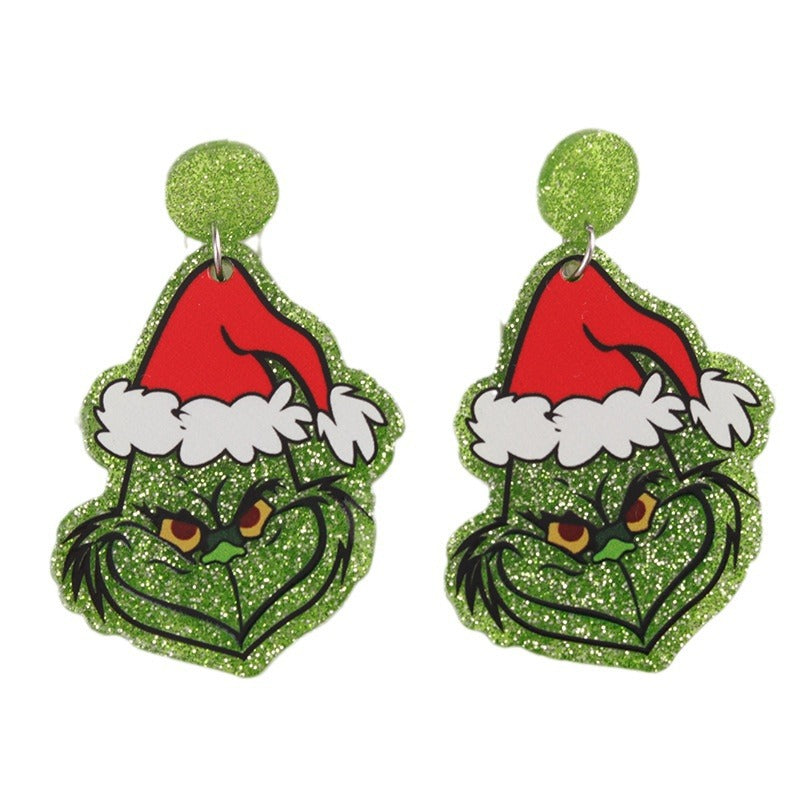 Wholesale Christmas Tree English Clown Acrylic Earrings