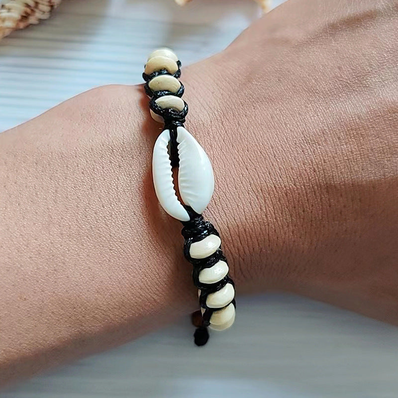 Wholesale Boho Style Handwoven Wooden Beads and Shell Bracelet Miyuki ACC-BT-Youl001