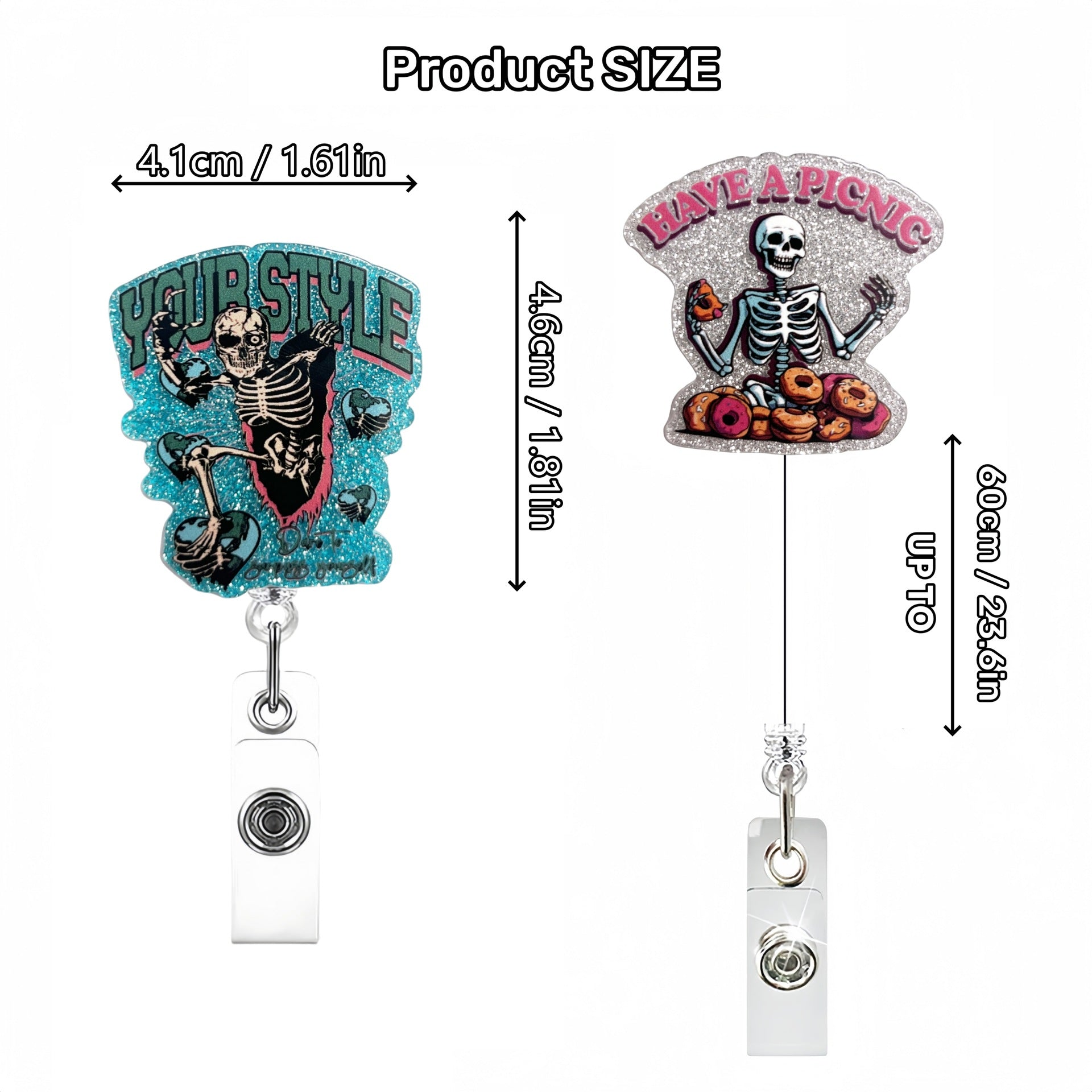 Wholesale Halloween Skull Badge Reels Keychains