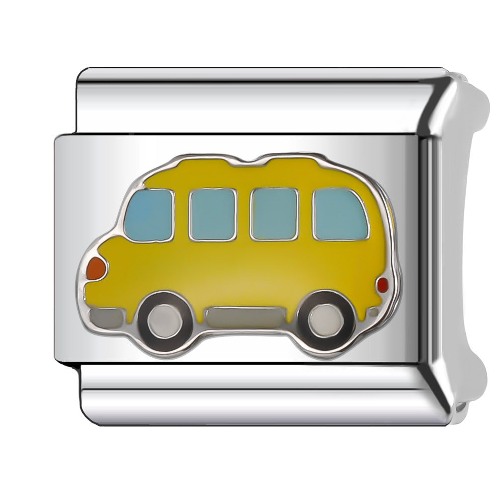 Bracelet de charme italien en gros de 9 mm Série d'avion à boule de bricolage Bracelet composable en acier inoxydable