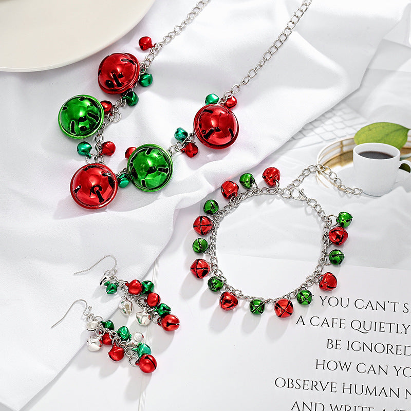 Wholesale Christmas Necklace Colorful Bell Necklace Bracelet Earrings Jewelry Set ACC-NE-TuCai002