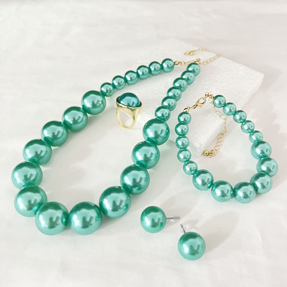 Wholesale Elegant Korean Pearl Necklace Earrings Set Bridal Jewelry Accessory Trendy Gift For Women Resale