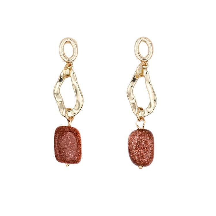 Wholesale simple temperament wild stone pendant female earrings