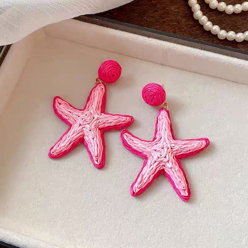 Wholesale Chic Blue Starfish Earrings,  Korean Style Jewelry Accessory for Party Wear or Beach Vacation
