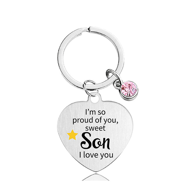 Wholesale Color Printed Pink Diamond Heart Shape Metal Keychain for Family and Friends Gifts Creative Keychain ACC-KC-Ganggu021