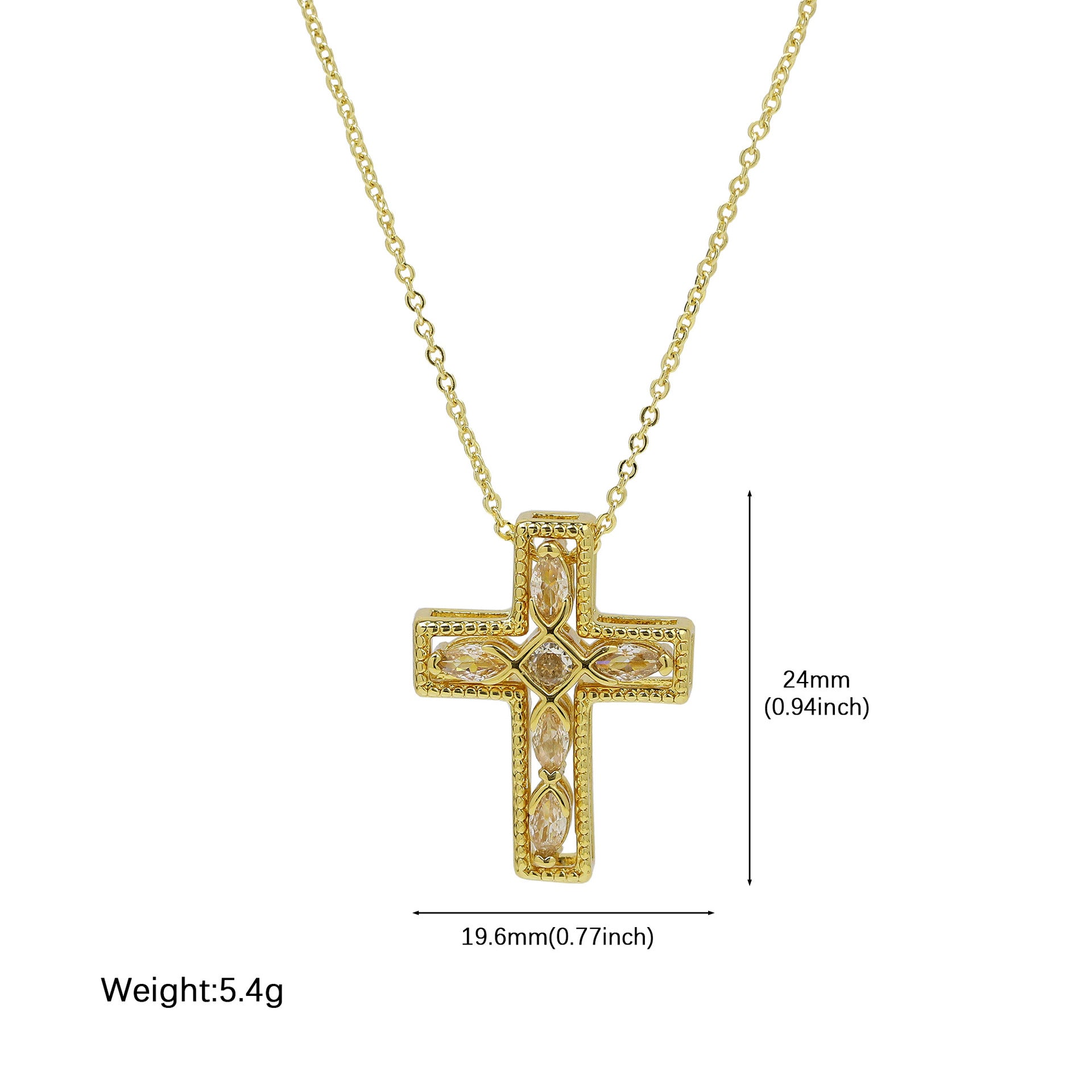 Wholesale  Micro-inlaid Zircon 18k Gold Detachable Combination Cross Pendant Necklace