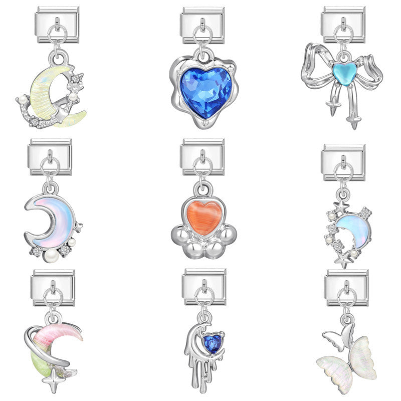 Wholesale 9mm Italian Charm Starter Bracelets DIY square Single Section Creative Stainless Steel Composable Bracelet