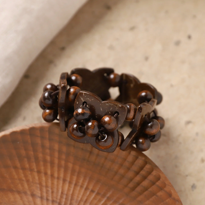Wholesale Bohemian Retro nut Shell Bracelet Niche Stylish Ethnic Style Brown Coffee Beaded Bracelet Holiday Style Women' s Bracelet