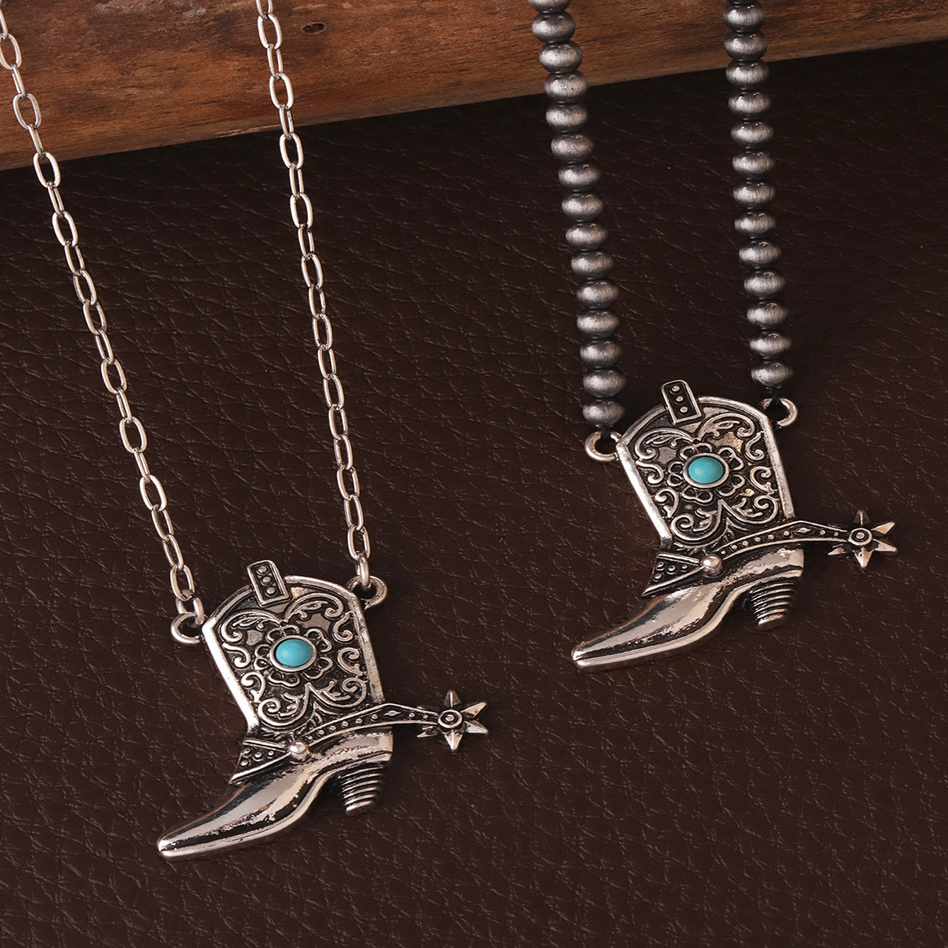 Wholesale Western Cowboy Turquoise Beaded Stackable Necklace,  Trendy Layering Jewelry Accessory