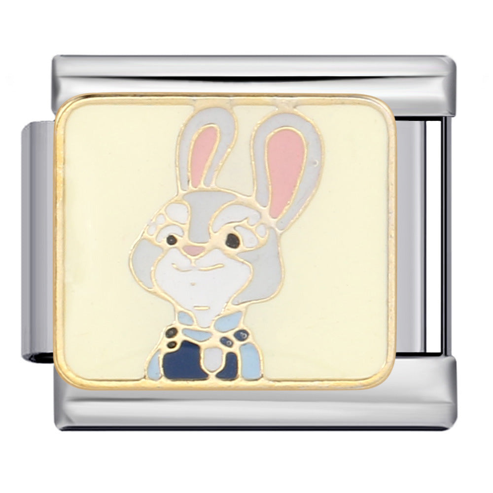 Wholesale 5pcs Italian Charm Bracelet 9mm DIY Splicing Cartoon Animal Stainless Steel Composable Bracelet