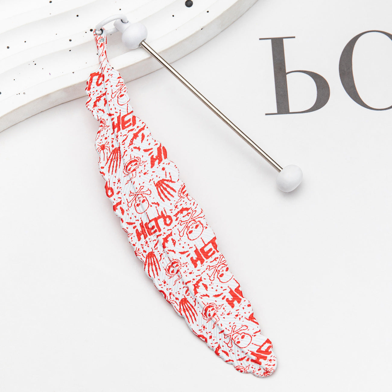 Wholesale Christmas Halloween Feather Bookmark Beadable Metal Bookmark