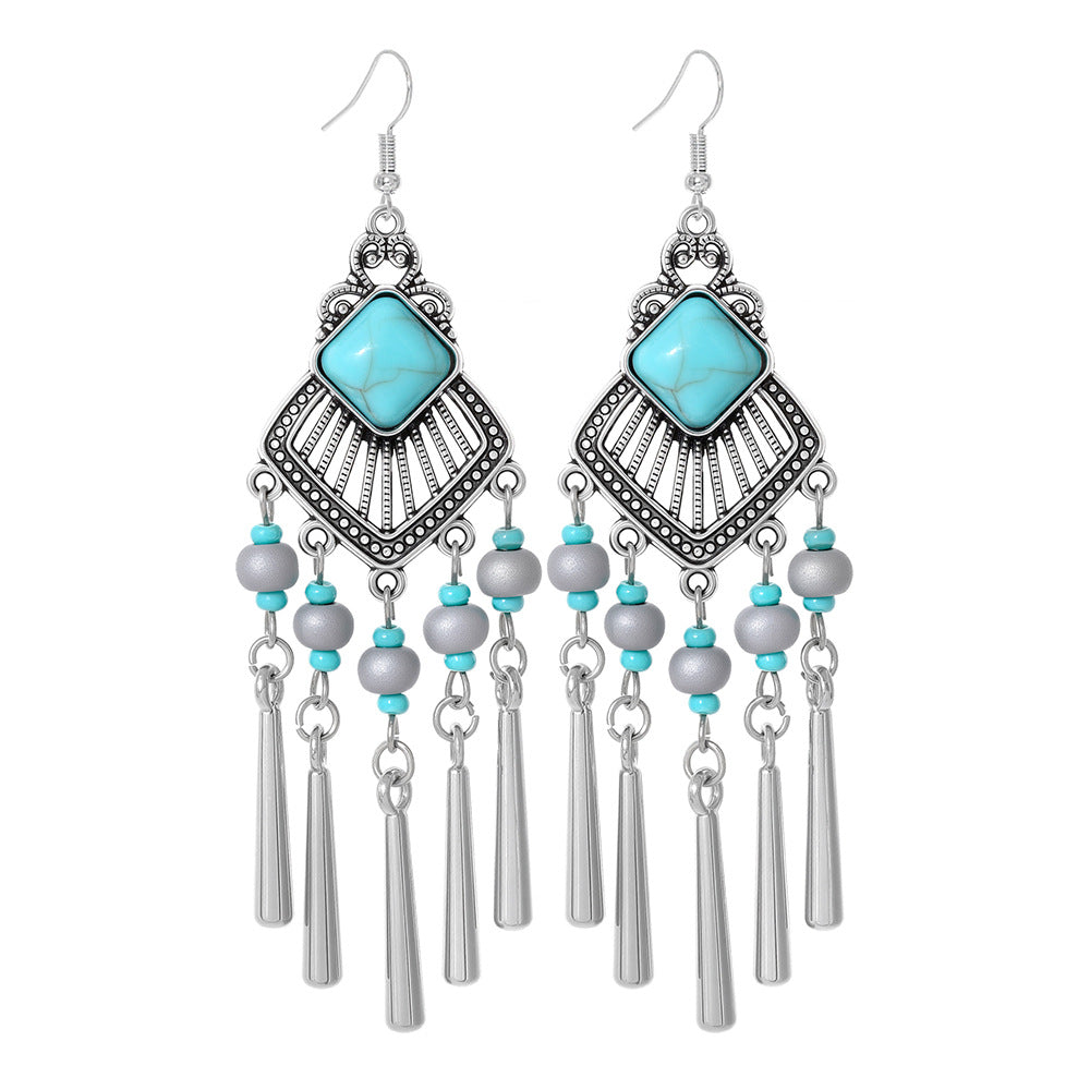 Wholesale Ethnic Style Geometric Acrylic Turquoise Earrings for Women Fashion Jewelry