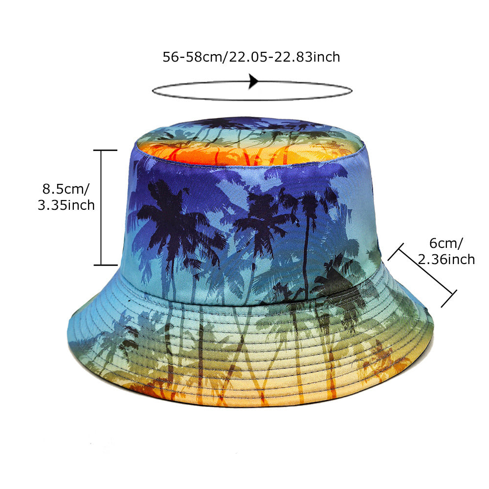 Wholesale  Coconut Tree Pattern Fisherman's Hat Bucket Hat