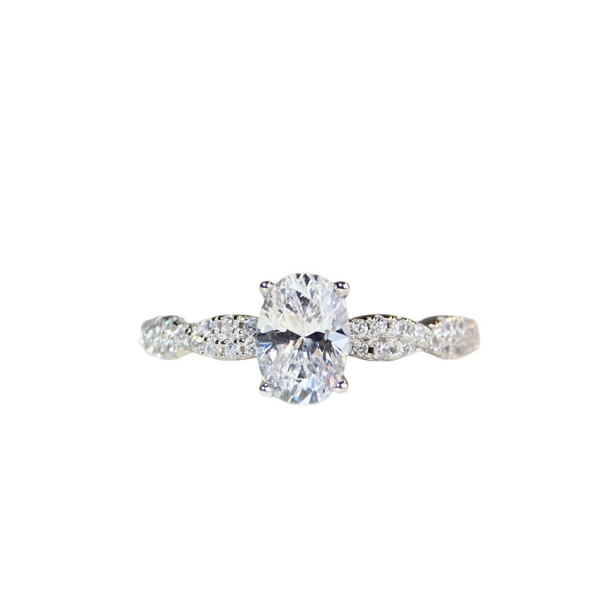 Wholesale Trendy Cross Twist Band Silver Ring For Women 1 Carat D Color Zircon Everyday Wear Jewelry Gift