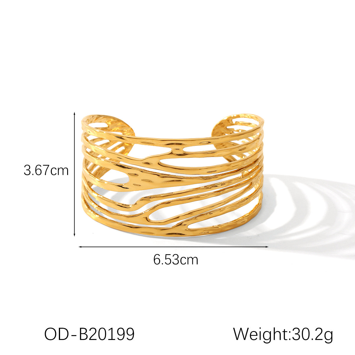 Wholesale  stainless steel 18K gold bracelet  geometric irregular linear hollow opening bracelet