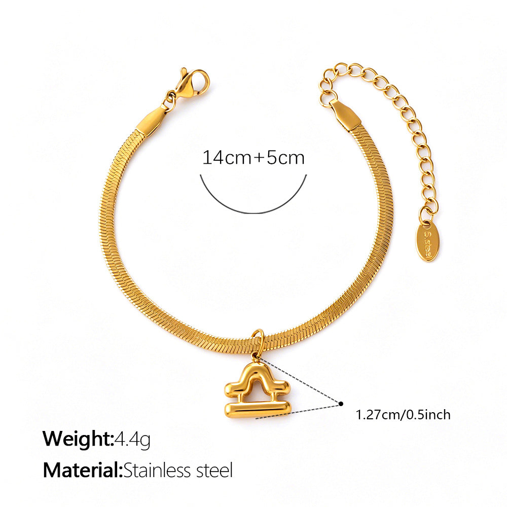 Wholesale Vintage Zodiac Stainless Steel Bracelet 18K Gold Plated Travel Souvenir Jewelry Accessory