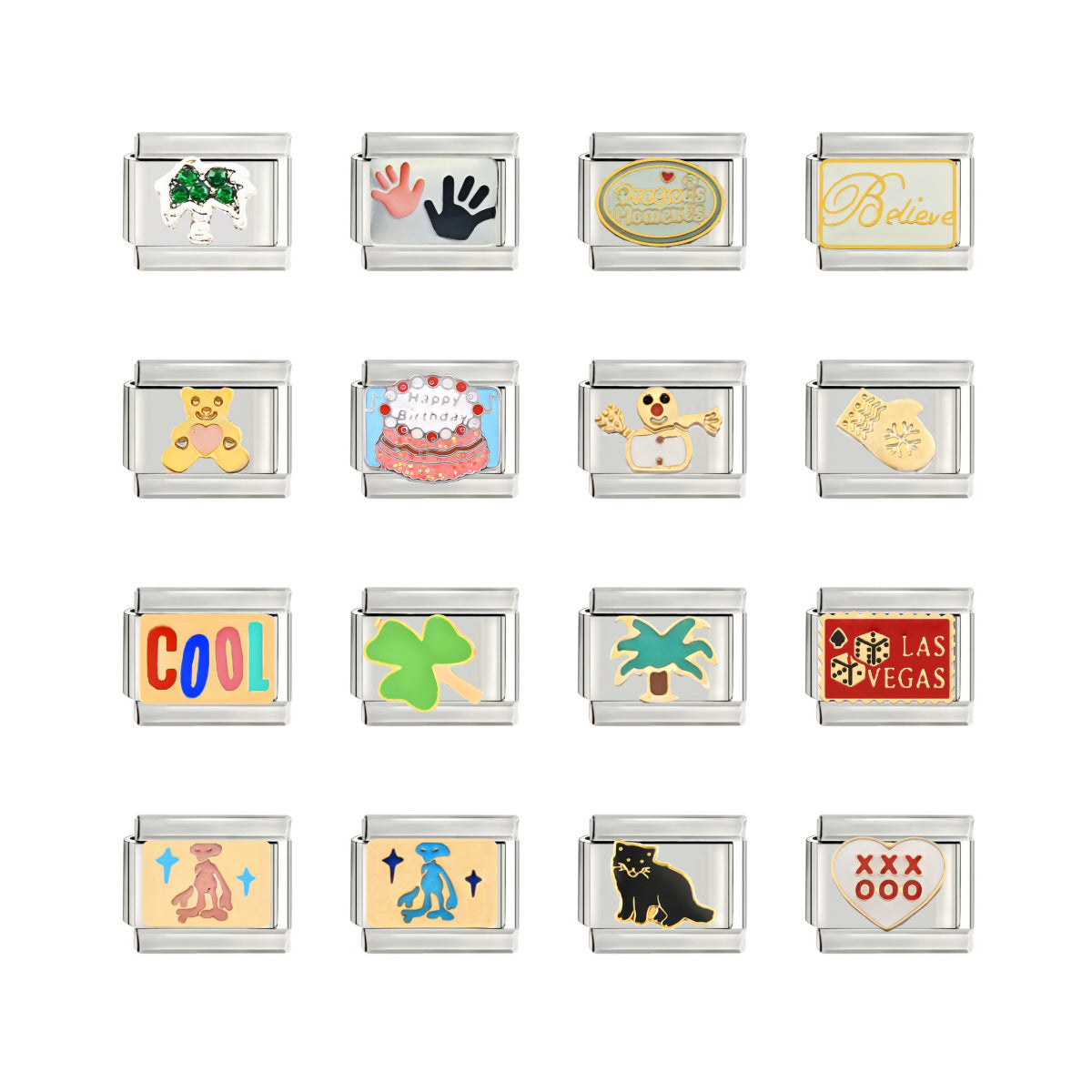 Wholesale 9mm Italian Charm Starter Bracelets DIY square Single Section Creative Stainless Steel Composable Bracelet