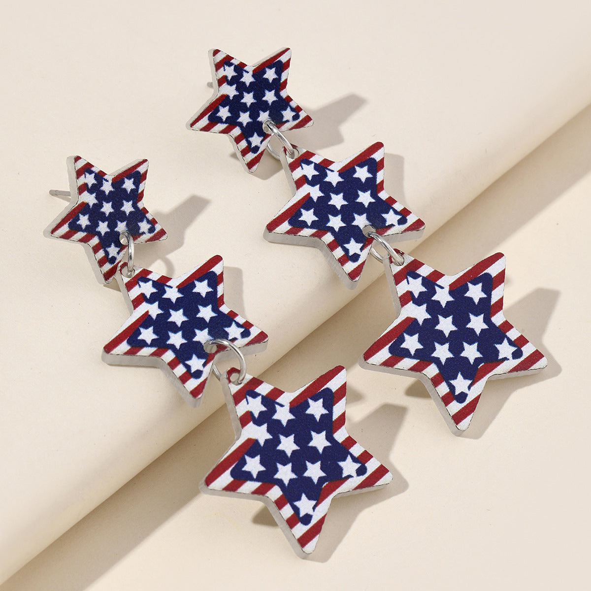 Wholesale  National Day Independence Day flag five-pointed star personality earrings