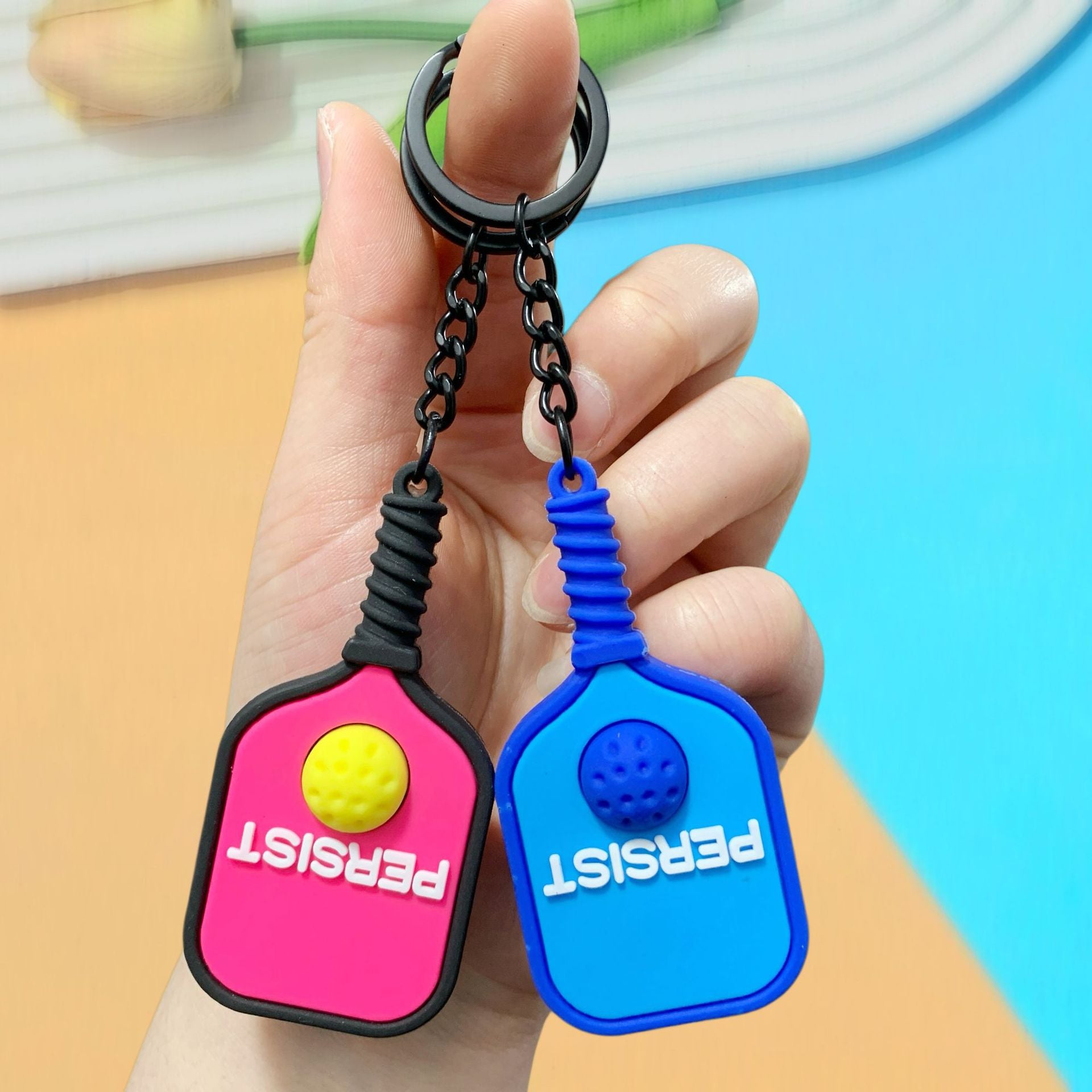 Wholesale Pickleball Racket Keychain Cartoon Bag Charm Sports Souvenir Accessory