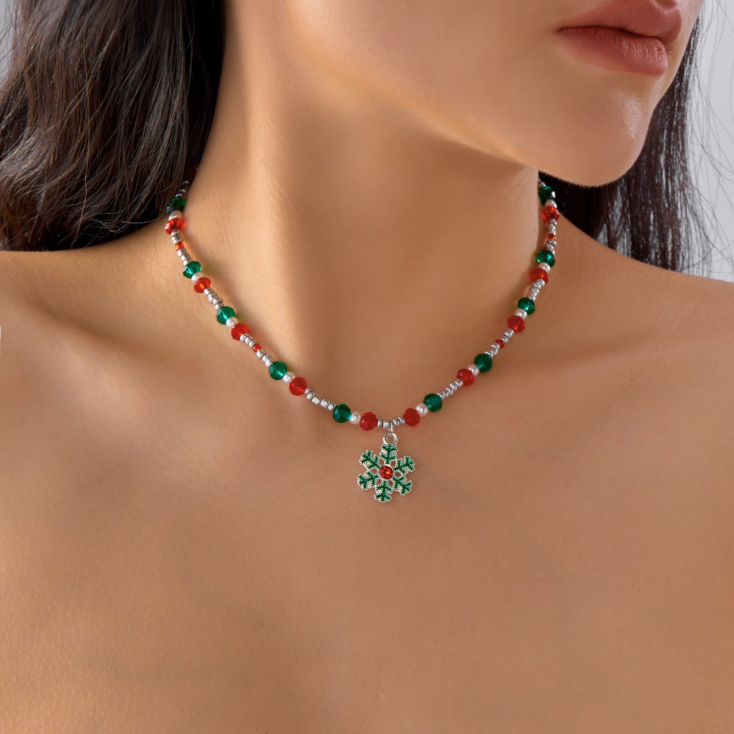 Wholesale Christmas Tree Snowflake Necklace