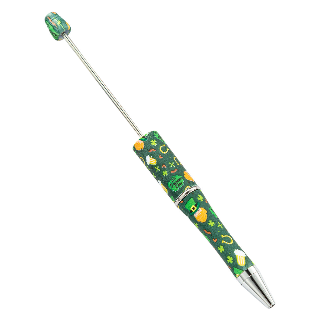 Wholesale Beadable Pens St. Patrick's Day Clover Print DIY Beaded Pens