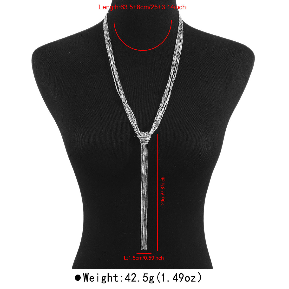 Wholesale tassel metallic long snake bone chain temperament design knot Y-shaped necklace