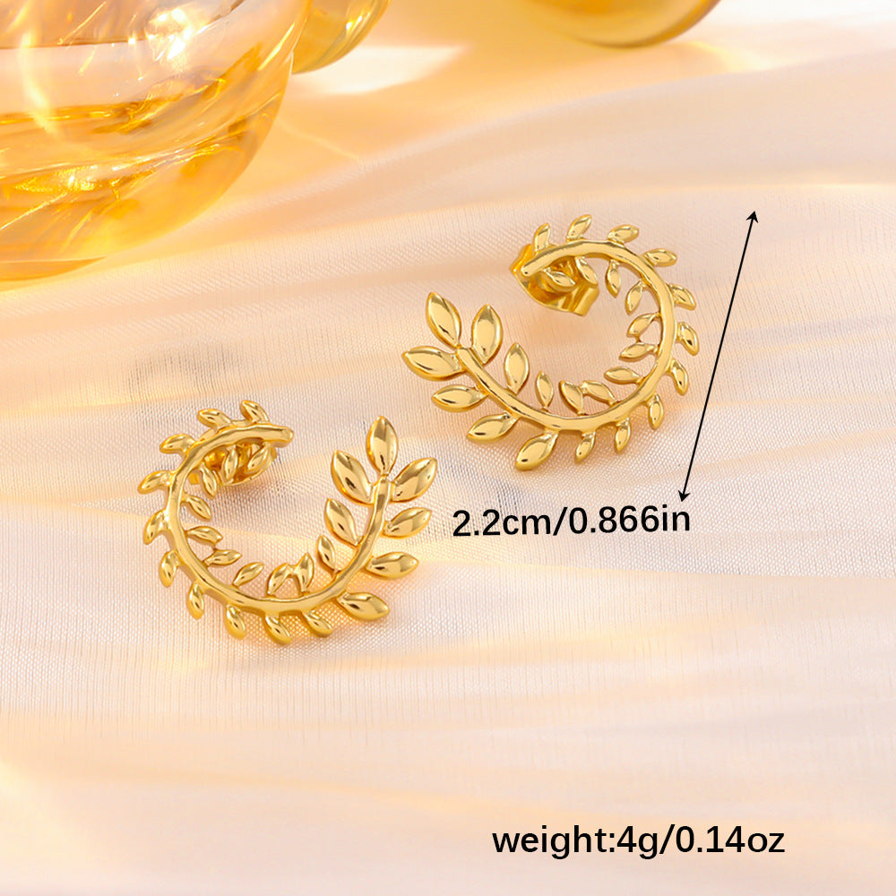 Wholesale Trendy Gold Wheat Ear Earrings For Women 18K Gold Plated Stainless Steel Jewelry Accessory