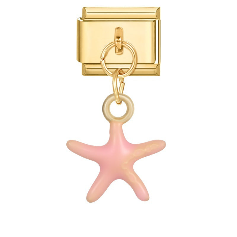 Wholesale Fruit Heart Star Pendant DIY Bracelet Charm Stainless Steel Gold Tone Jewelry Accessory