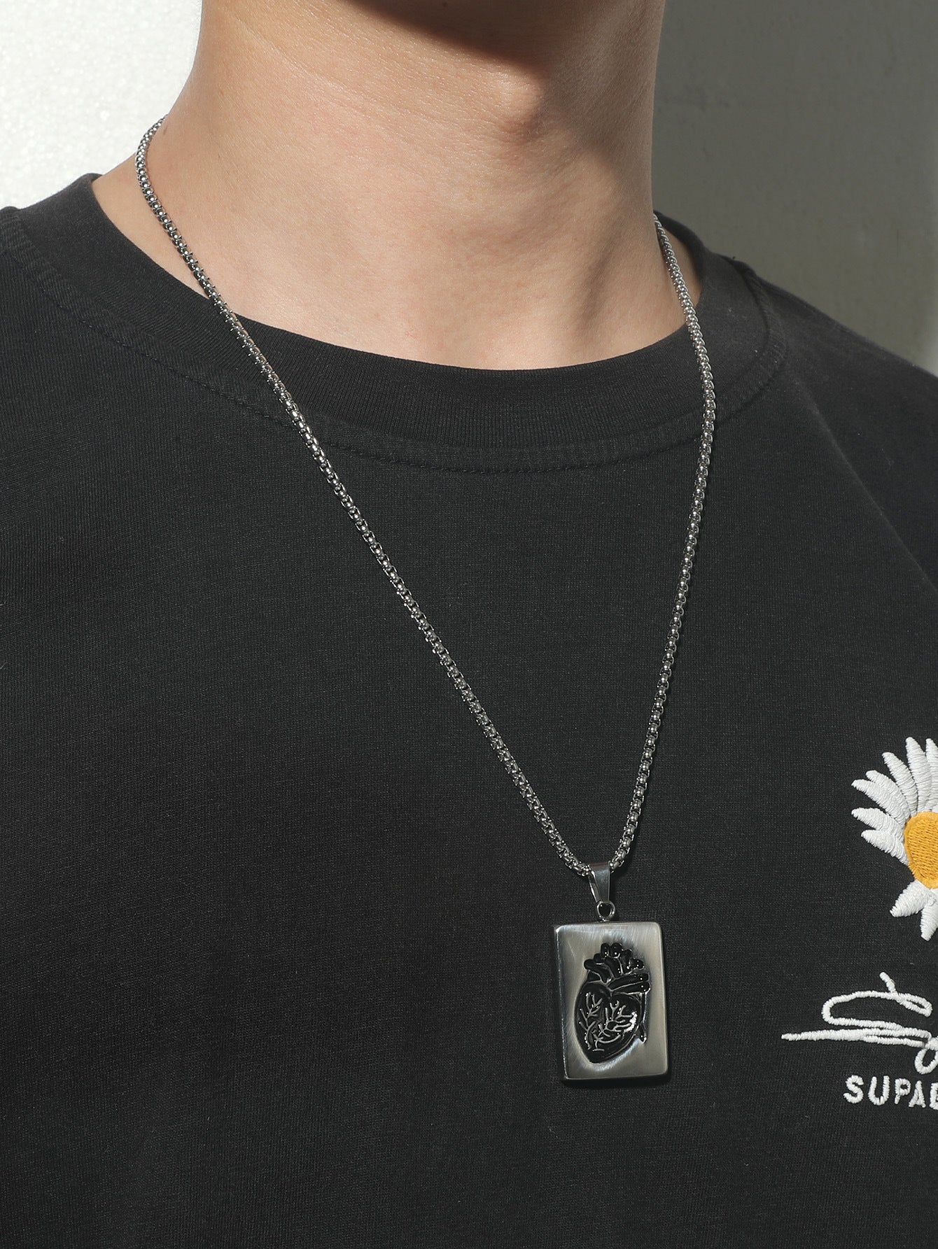 Wholesale  Creative Heart  Pendant Gold and Silver Necklace