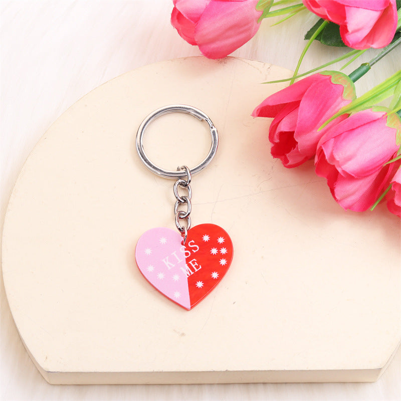 Wholesale Valentine's Day Color Block LOVE Acrylic Stainless Steel Keychain