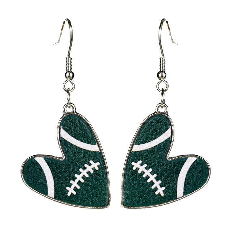 Wholesale 2 Pairs/pack Love Metal Earrings Multi-color Football Mother's Day Earrings ACC-ES-HY135
